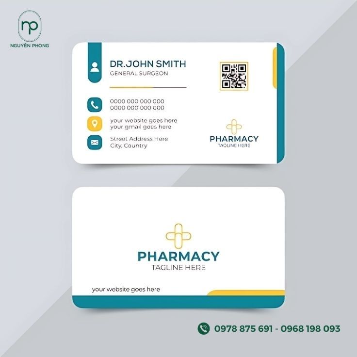 Logo phòng khám in trên card visit 2